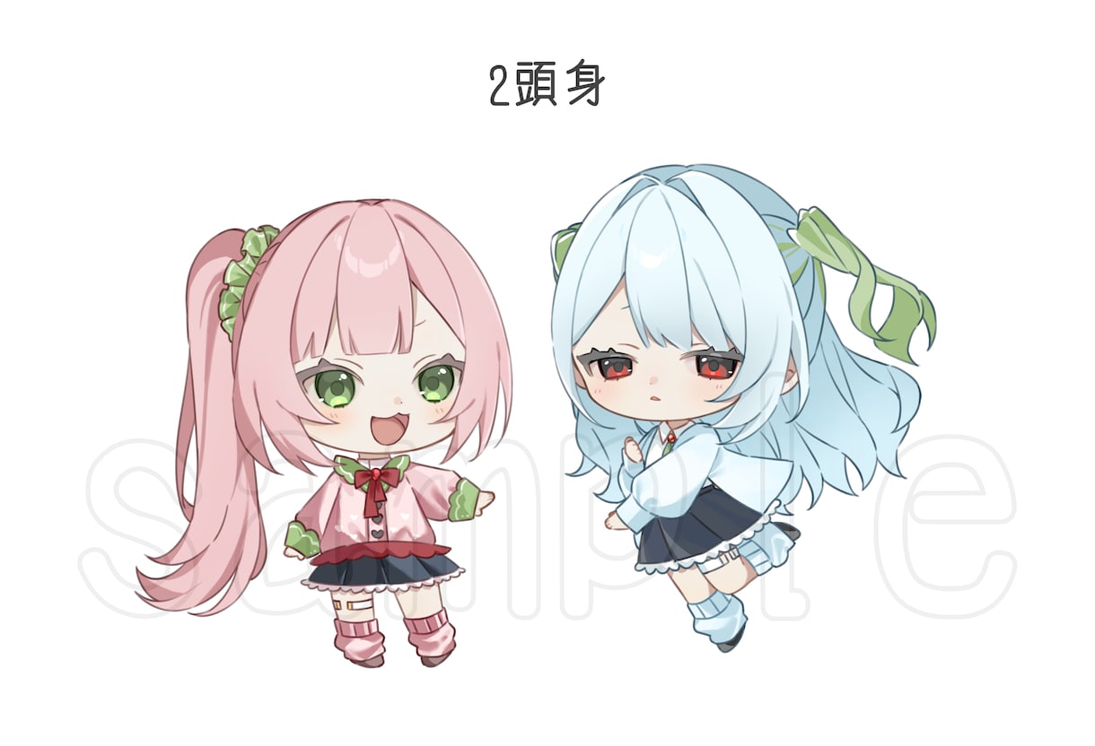 可愛いデフォルメ立ち絵をお描きします 1.5〜2.5頭身までのデフォルメ立ち絵を制作いたします。 イメージ3