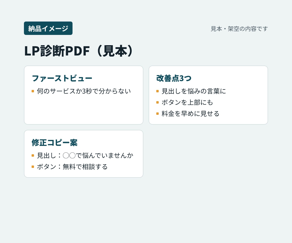 LPの反応が悪い原因を診断し修正コピーも出します 離脱の原因と直し方をセットでお渡しします イメージ2