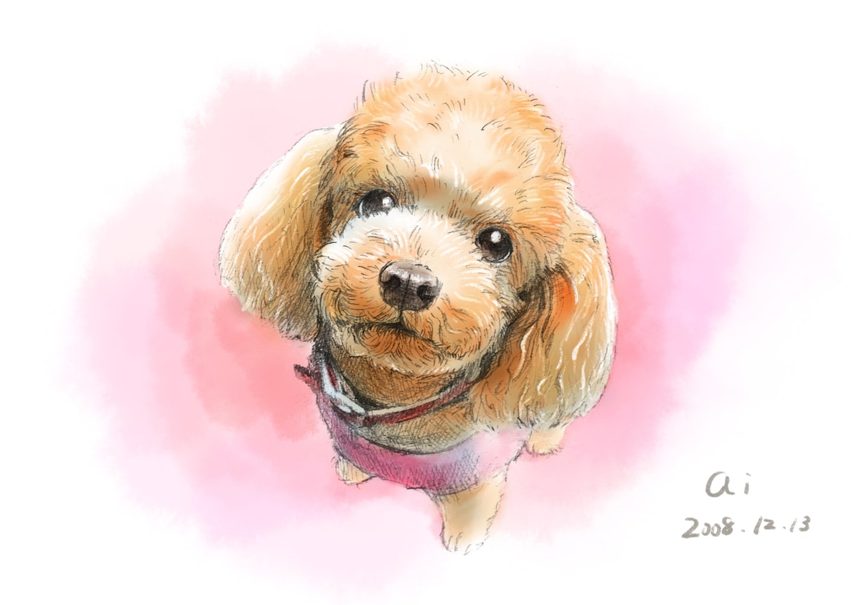 リアルタッチのペットの似顔絵描きます お写真から鉛筆とデジタル着彩であたたかい仕上がりに。 イメージ6