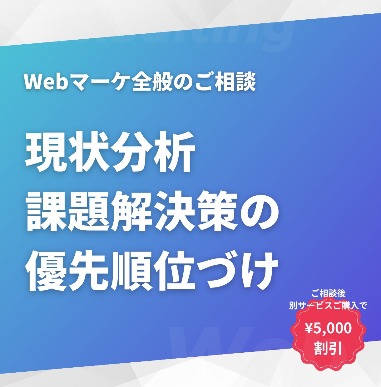 Webマーケ全般の戦略・施策の優先順位を整理します 壁打ち・購入前打ち合わせ用｜別サービス購入で5,000円割引 イメージ1