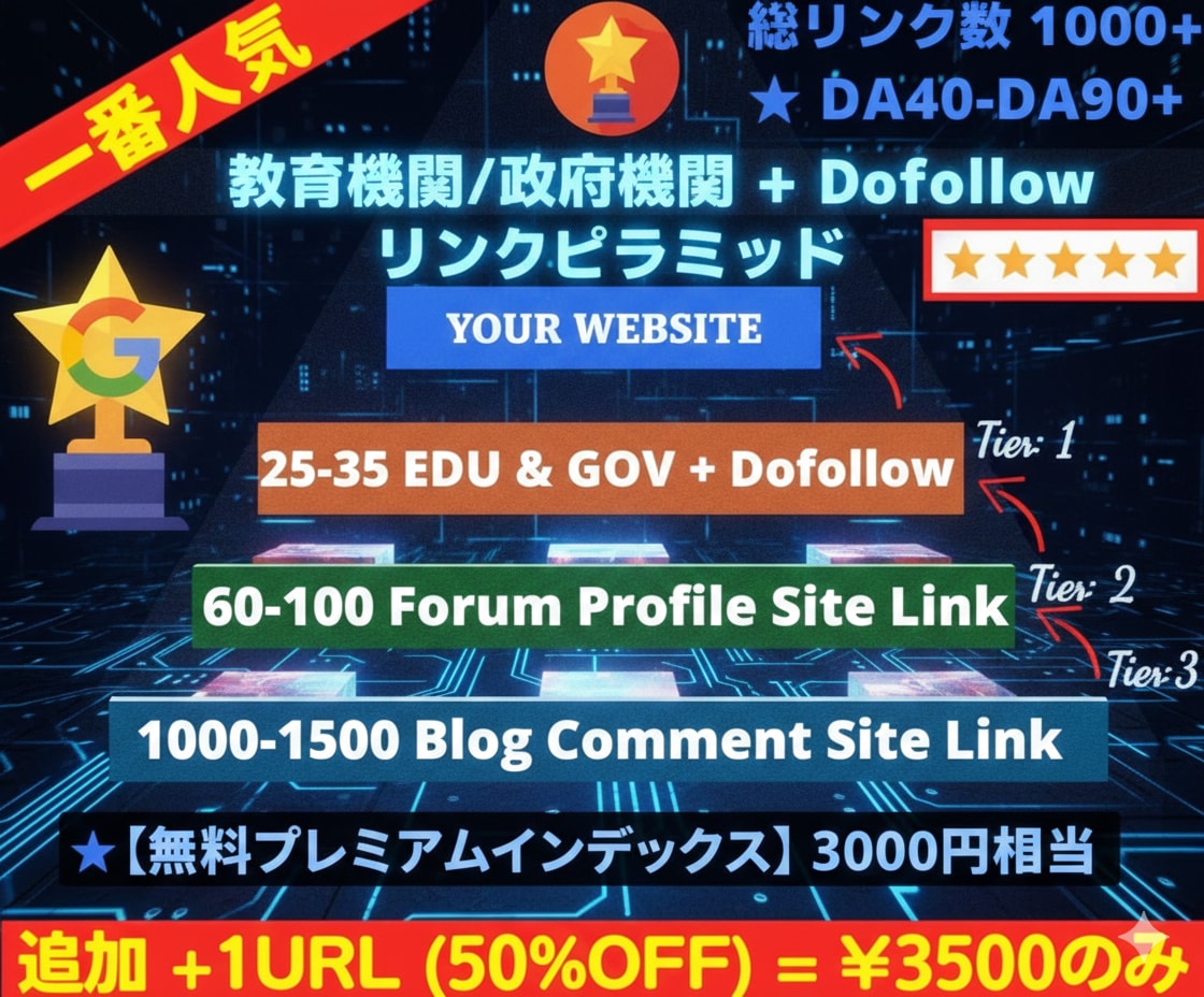 強力被リンクピラミッドで最適SEO対策を実現します 追加＋１URL３５００円のみ！無料プレミアム・インデックス付 イメージ10