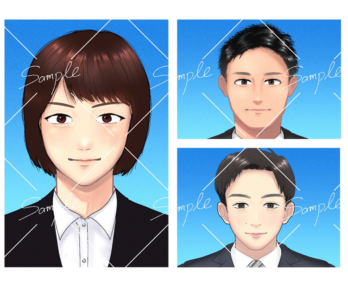 他と差がつく！個性的でユニークなアイコン制作します 用途さまざま！オシャレで映える！オリジナル証明写真風イラスト イメージ8