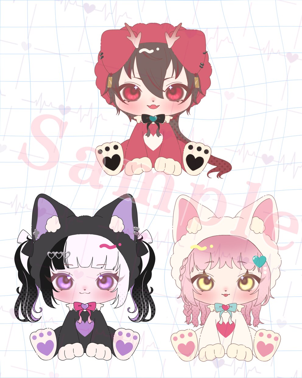 ちょこんとした可愛らしいSDイラスト描きます ふわもこケモノな量産SDイラストで可愛いグッズ作れちゃう♥️ イメージ2