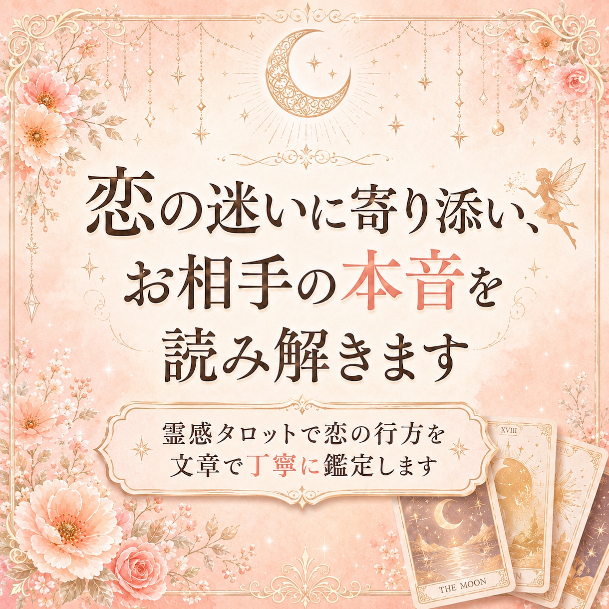 恋愛の迷いを霊感タロットで優しく占いますます 恋の迷いに寄り添い、お相手の本音を読み解きます イメージ1
