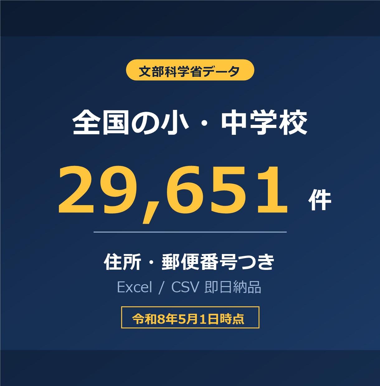 全国の小学校・中学校の営業リスト提供します 文科省データ29,651件／令和8年5月1日時点 イメージ1