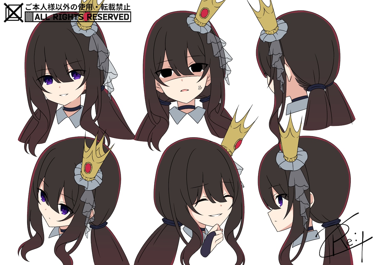 アニメ風のキャラクター資料を作成します 汎用性の高い全身二面図