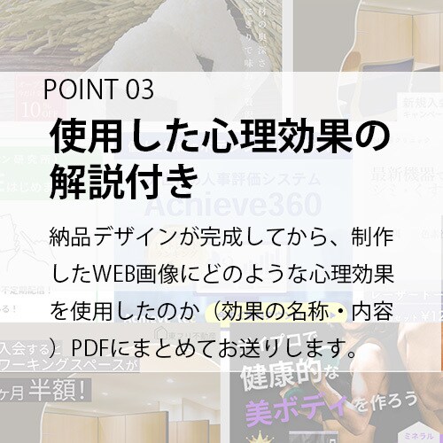 3名様限定価格！WEB画像作成 修正無料で行います 【バナー・WEB画像制作】心理効果を用いて作成・解説もお渡し イメージ4
