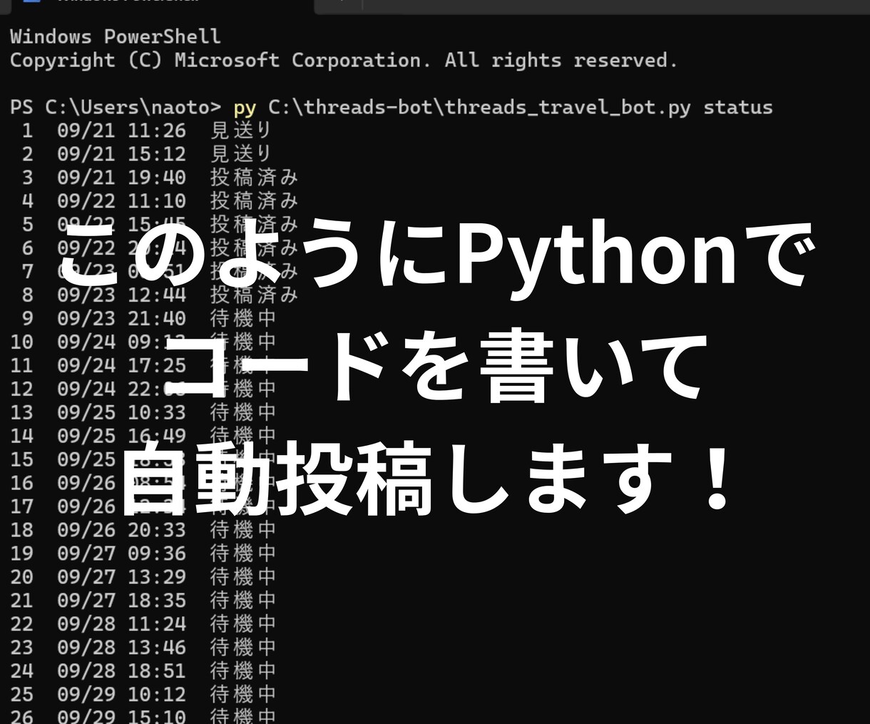 X自動投稿・Threads自動投稿(自動化)します noteと相性抜群！SNS自動投稿で生産性をアップします！ イメージ5