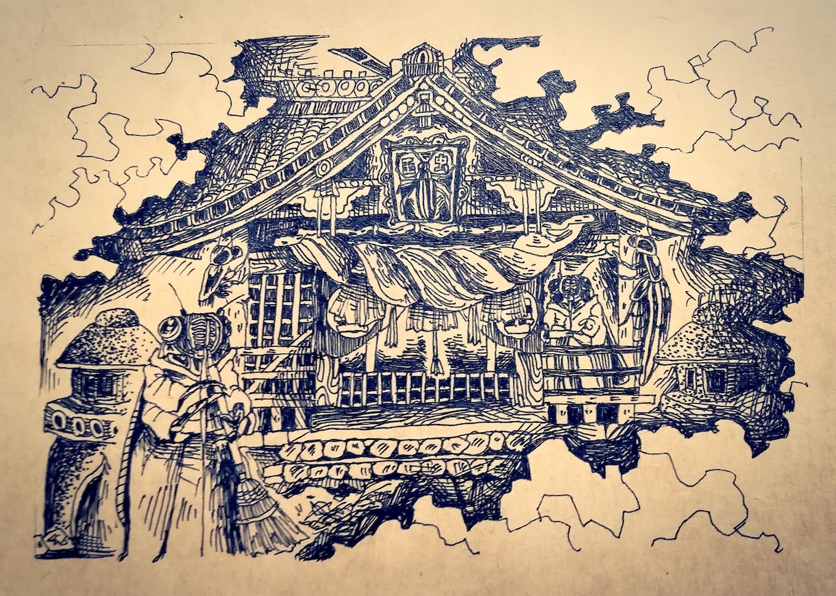 ペン画風の1枚絵を描きます 細かい描き込みで、遊び心が詰まった絵本風のイラスト イメージ4