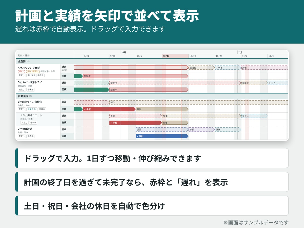 共有フォルダだけで使える日程管理ツールを導入します サーバも、アカウント登録も、IT部門の作業も要りません。 イメージ3