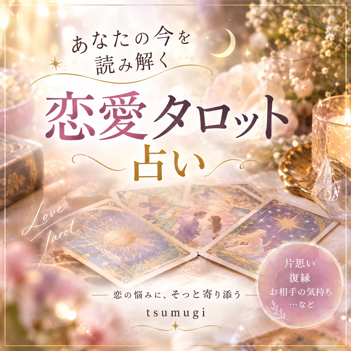 今の恋愛に隠された答えをタロットで読み解きます 気になる人との関係・本音・これからの可能性をお伝えします イメージ2