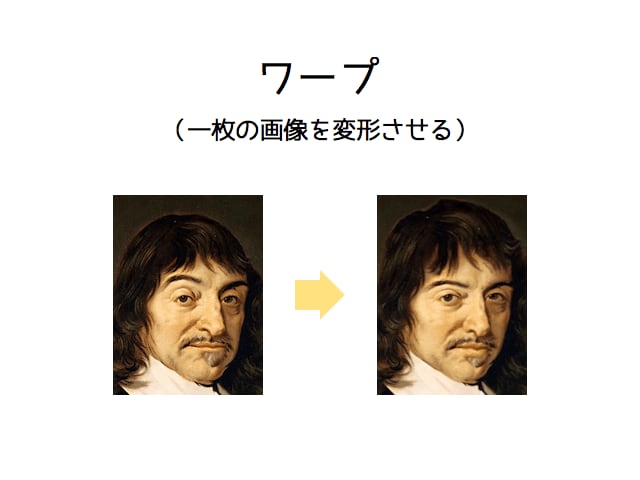 画像のモーフィングをします 映画やミュージックビデオにも使われるCG技術です イメージ2