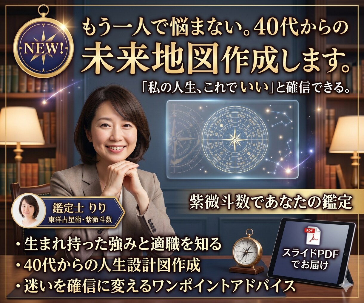 もう一人で悩まない。40代からの未来地図作成します 「私の人生、これでいい」と確信できる。紫微斗数鑑定 イメージ1