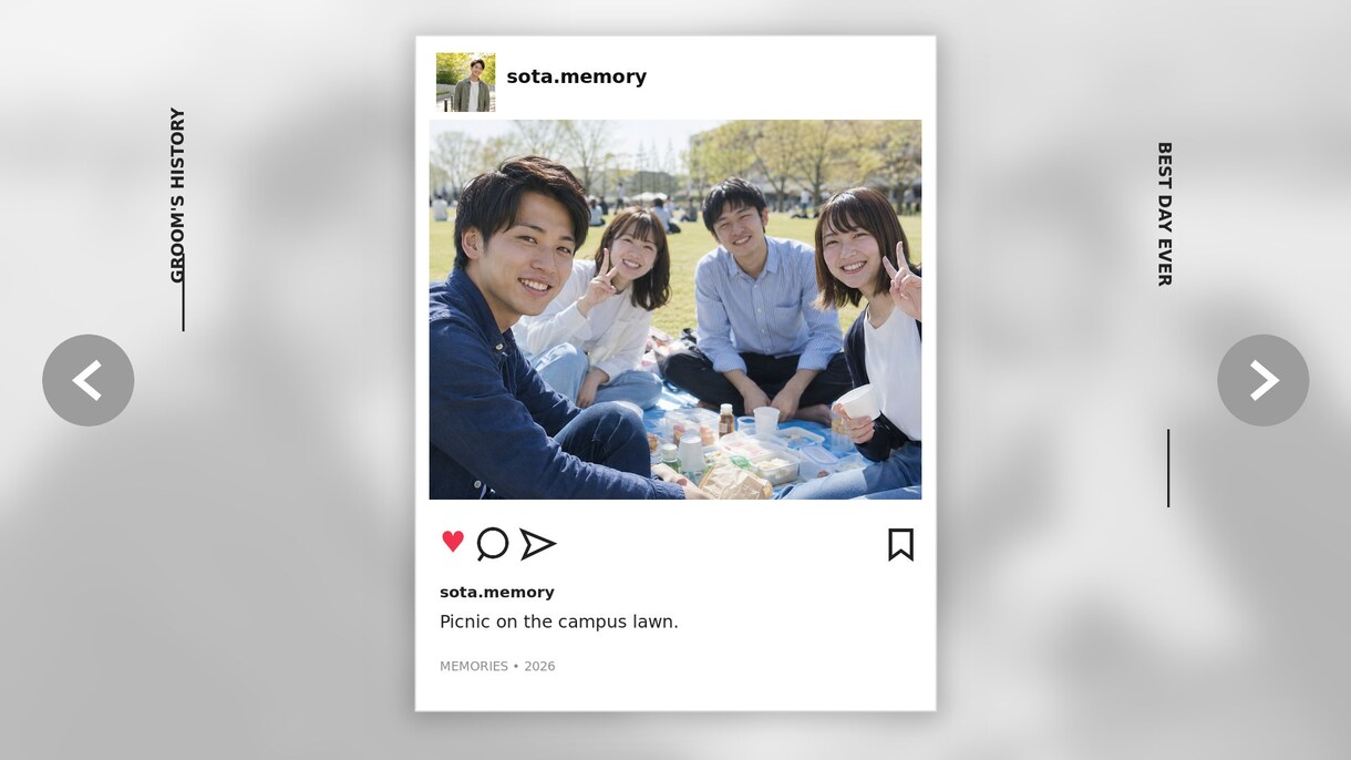 インスタ風プロフィールムービーを制作します 投稿をめくるような結婚式ムービーをお届けします イメージ9