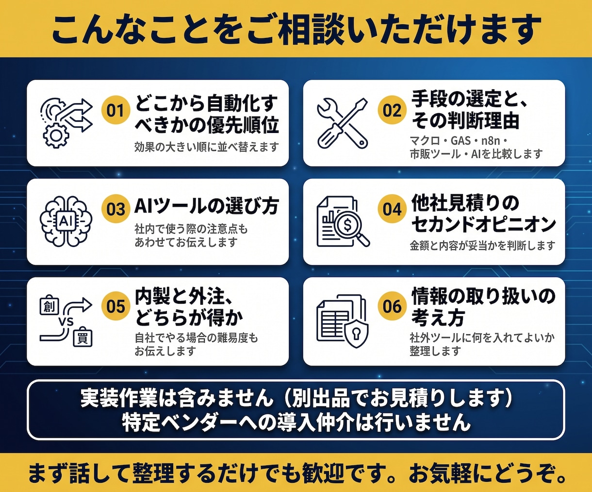 業務の自動化・AI活用の進め方の相談に乗ります 元コンサル×現役PM｜自分で作れるから中立に判断できます イメージ2
