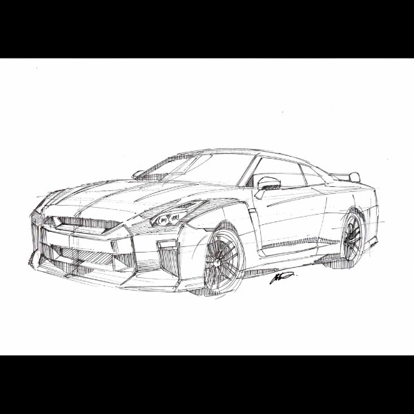 リクエストをもとに車のイラストを描きます サインペンでA4紙にスケッチします イメージ5