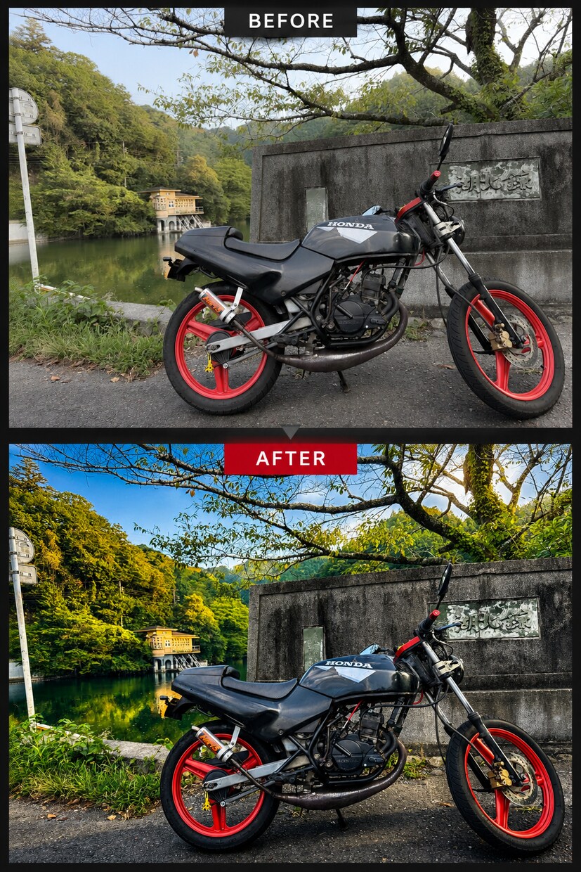 バイク写真をSNS映えする1枚に仕上げます 愛車の魅力が伝わるよう自然に仕上げます！ イメージ3