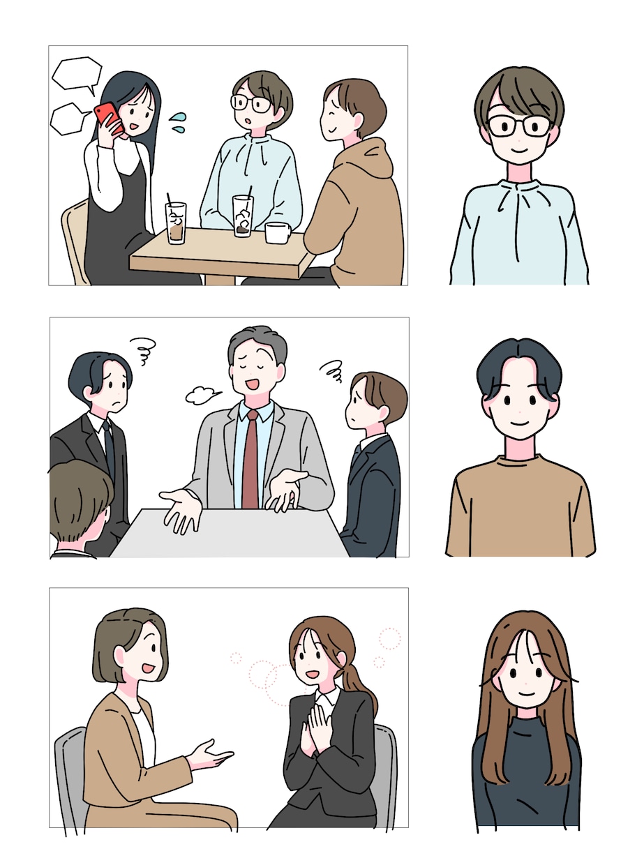 1点4000円〜 シンプル状況イラスト制作します 挿絵・説明資料・教材などに使いやすいカットイラストを描きます イメージ2