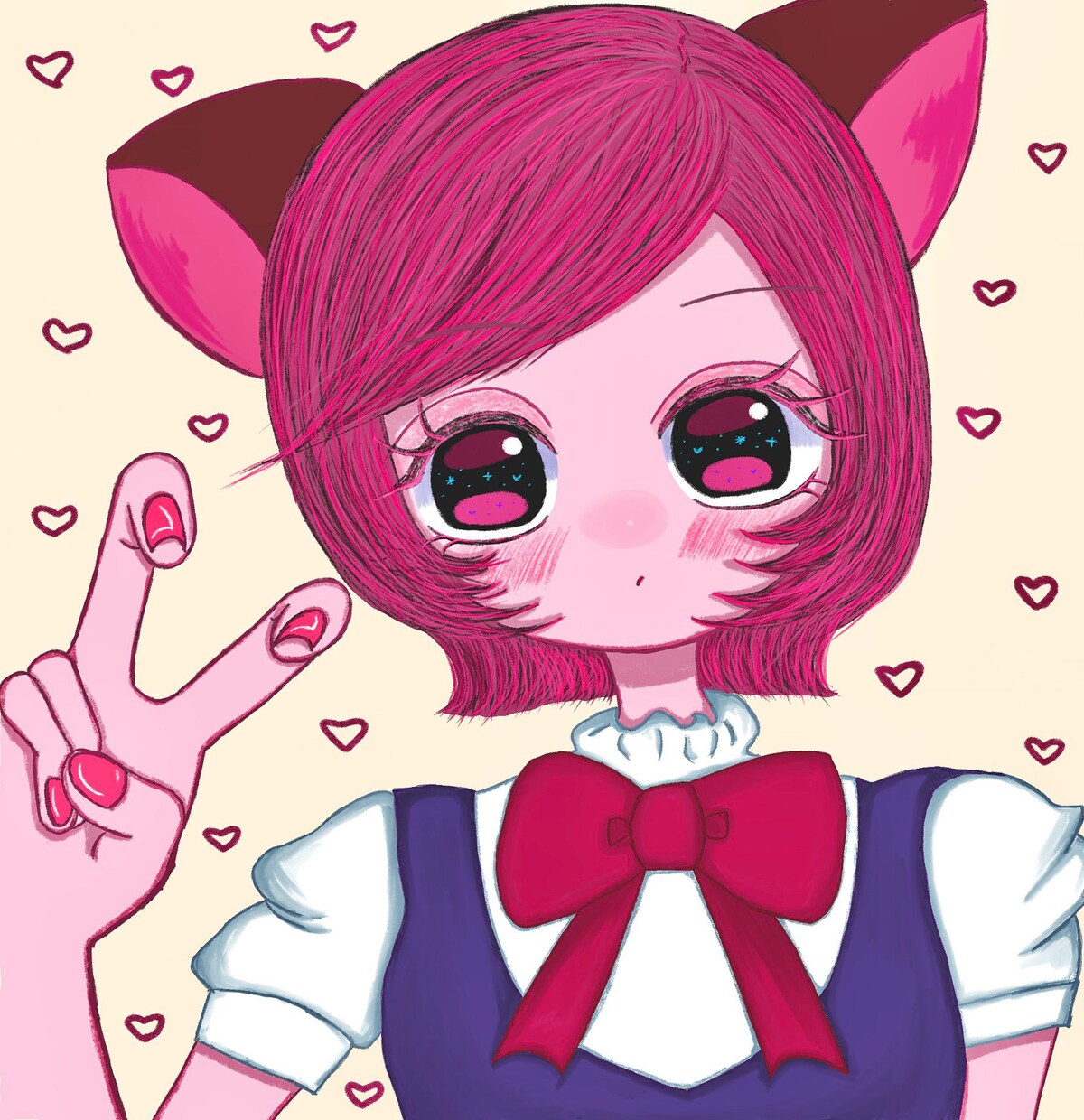 かわいい女の子をシンプルに描きます ゆめかわシンプル絵です。きらきらした女の子を描きます イメージ1