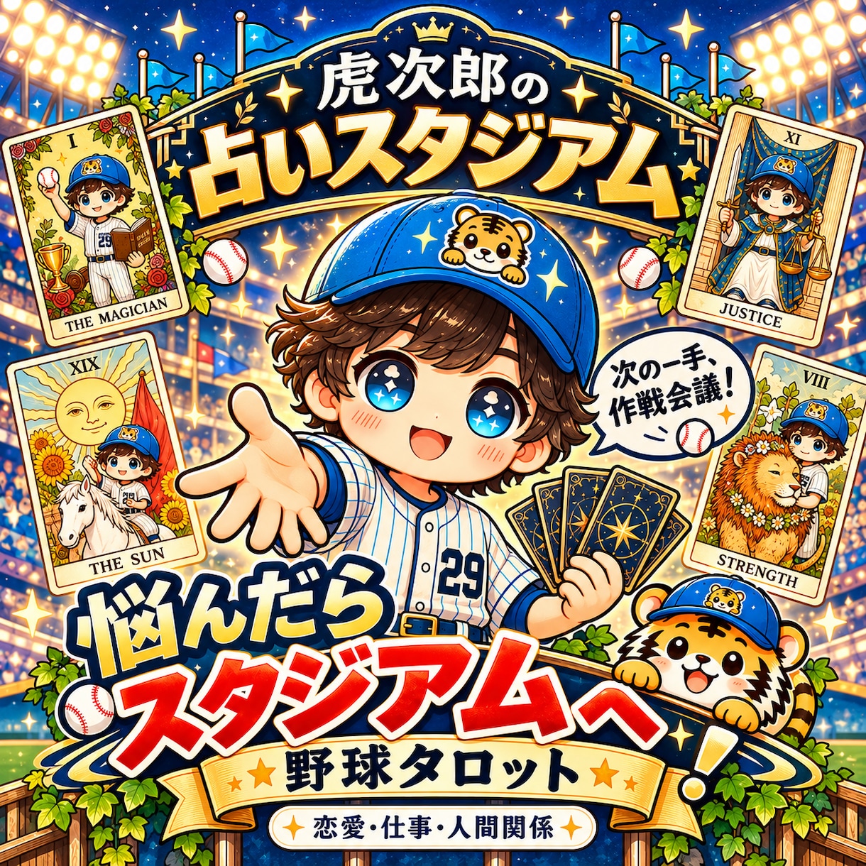 タロット占いで恋愛・仕事・人間関係の悩みを占います ⚾️ 虎次郎の占いスタジアム｜500円から気軽に作戦会議❗️ イメージ1