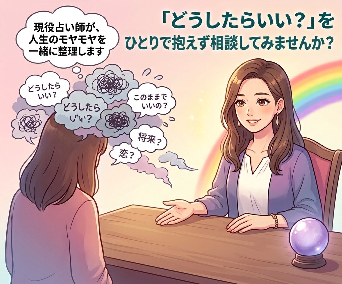 現役占い師が、人生のモヤモヤを一緒に整理します 「どうしたらいい？」をひとりで抱えず、お話ししてみませんか？ イメージ1