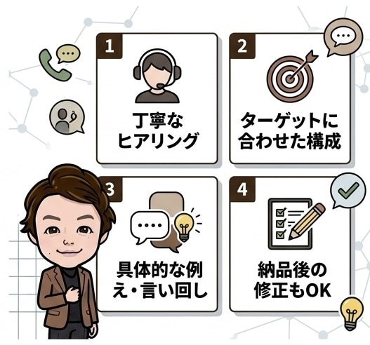 アポ率がUPするあなた専用テレアポトーク作成します 電話が苦手でも話せる刺さるテレアポスクリプトを作成します。 イメージ4