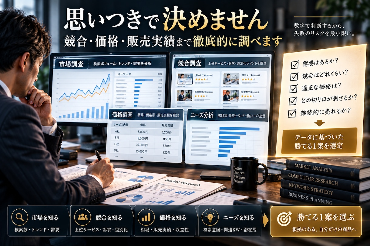 あなただから作れるオリジナルサービスを設計します 市場・競合まで調べて、売れる形まで一式設計 イメージ6