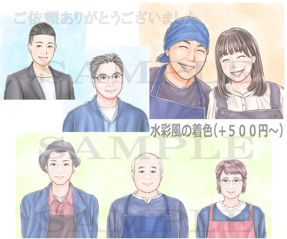 好印象なオシャレで優しい雰囲気の似顔絵お描きします 好印象でイメージアップ！オプション水彩風は更に優しい雰囲気に イメージ5