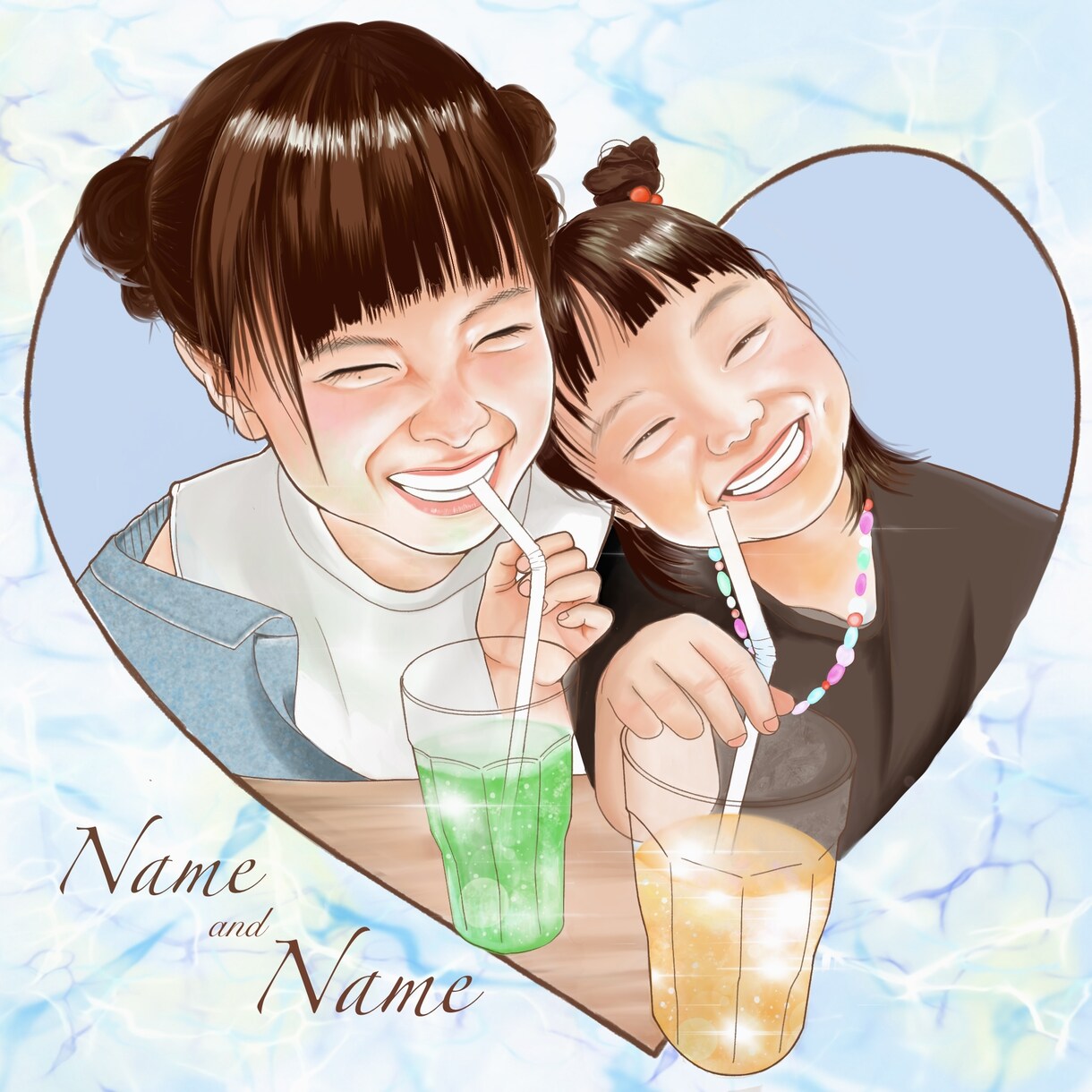 今にも動き出しそうな可愛い似顔絵（にがおえ描きます 公認似顔絵師minaritsuです！心を込めて作成します！ イメージ1