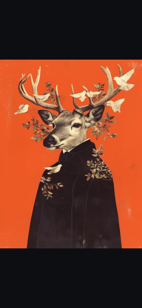動物をコラージュアートしたイラストを作成します アート色の強い動物のイラストメインの作成しています。 イメージ4