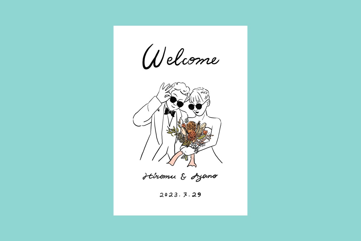 シンプルおしゃれなウェルカムボードを描きます おふたりの想いを詰め込んだこだわりの似顔絵♡ イメージ5
