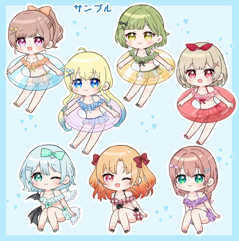 表情二種類制作！水着イラストをお描きします 量産型の色や小物でカスタム可能なデフォルメ絵 イメージ5