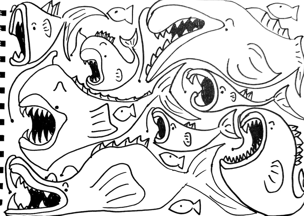 魚専門！僕だけのユニークな魚たちのイラスト描きます 個性豊かな魚たちを架空の魚たちをテーマに1匹も形が被らない！ イメージ8
