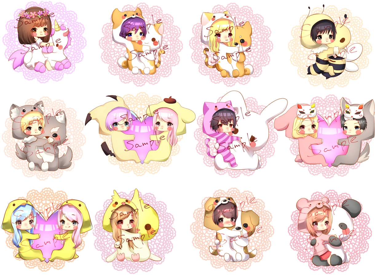 かわいらしいちびキャライラスト描きます お好きな着ぐるみやパーカーをお着せします！ イメージ3