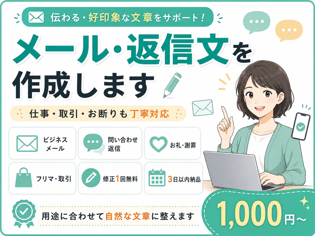メールや返信文を丁寧に作成します 仕事・取引・お断りなど用途に合わせて対応します イメージ1