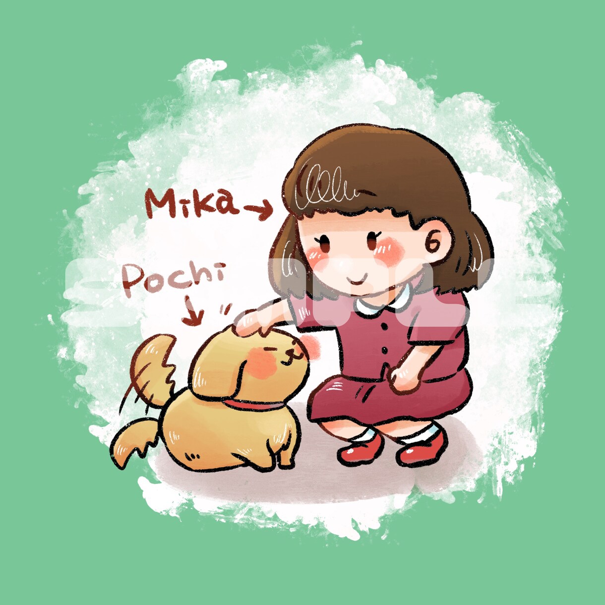 フルカラーで安い☆ミニキャラほんわか似顔絵描きます 組み合わせ自由☆最短即日納品☆SNS用のアイコンにどうぞ♪ イメージ2