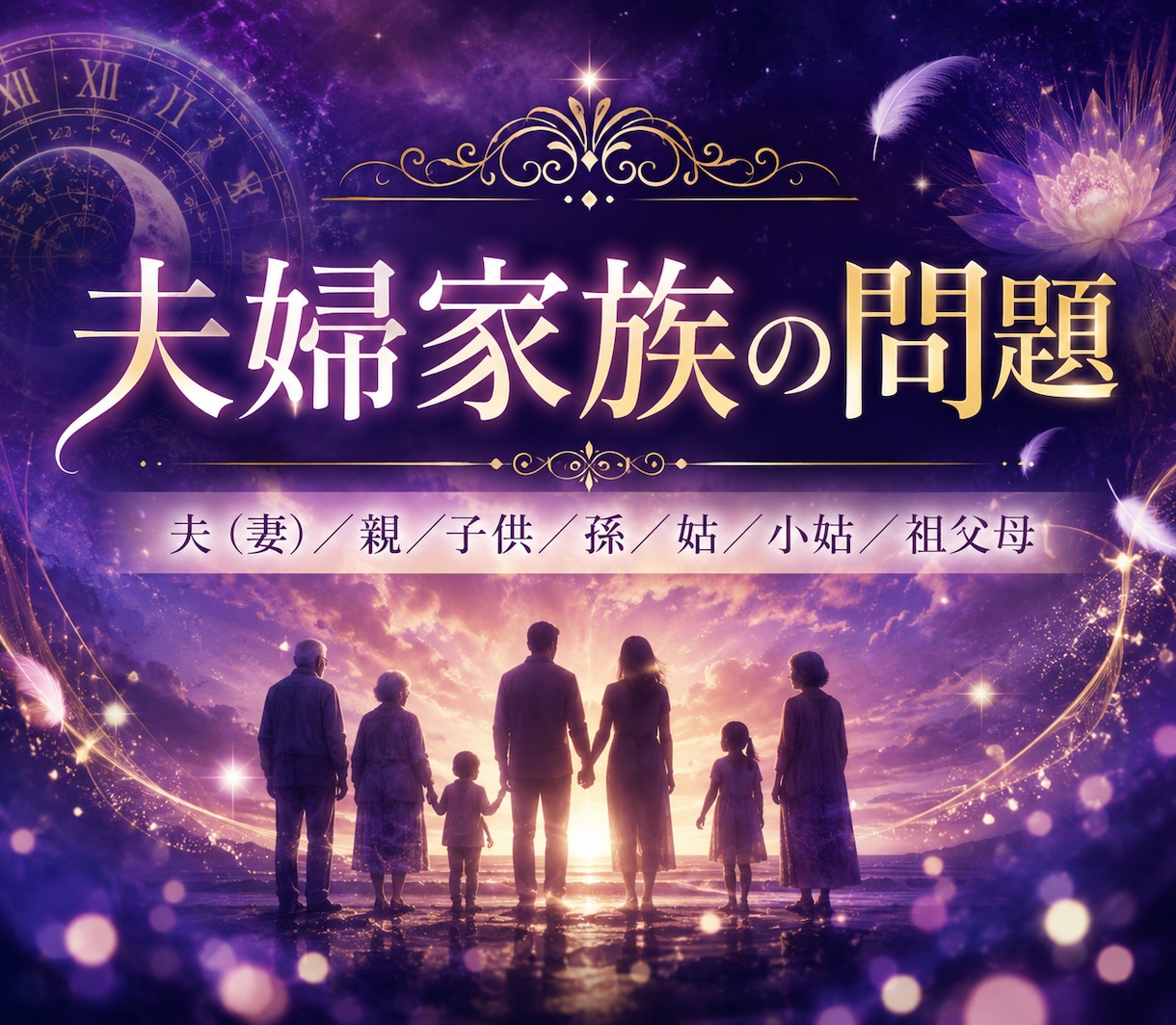 家族、夫婦の問題、心配事。何でも鑑定します 夫（妻）／親／子供／孫／姑／小姑／祖父母 イメージ1