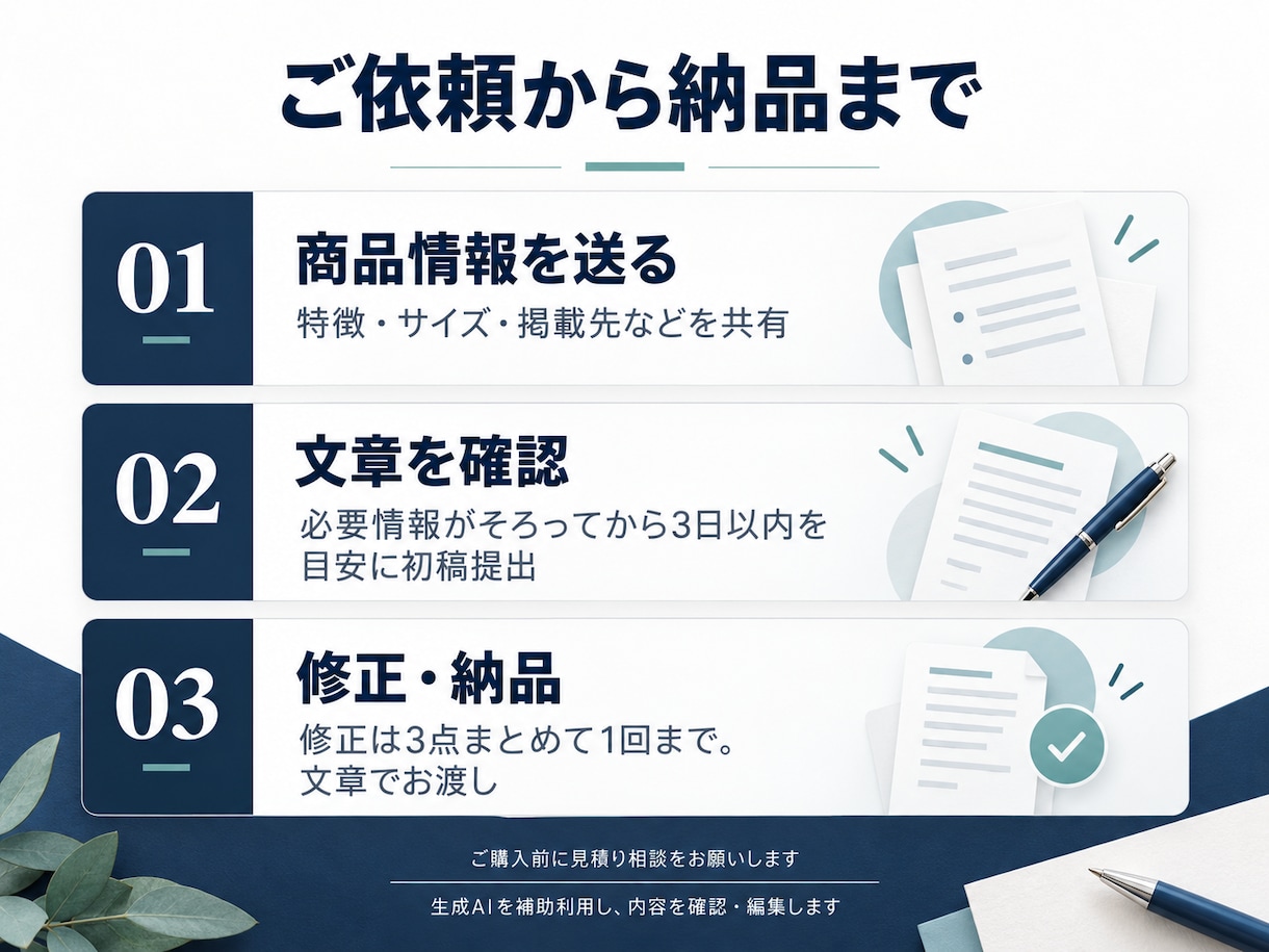 商品の魅力が伝わる説明文を3点作成します 接客・販売経験を活かし、読みやすい商品紹介文に イメージ2