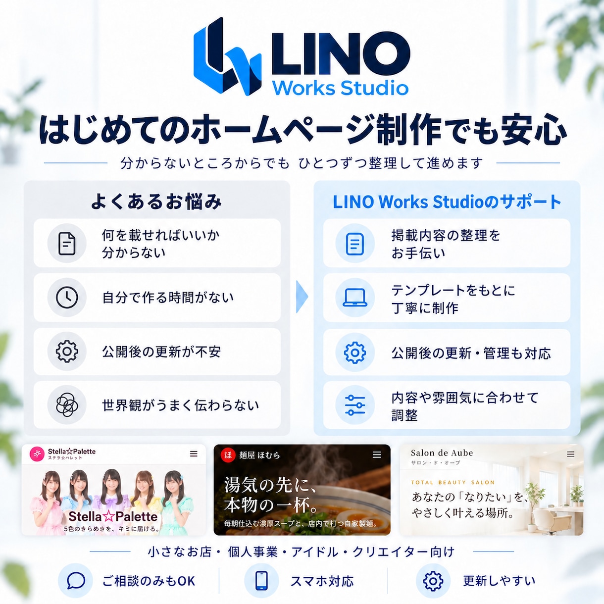 丸投げでOK！ホームページ制作から管理まで承ります お忙しい方でも手間なくホームページが持てます イメージ1
