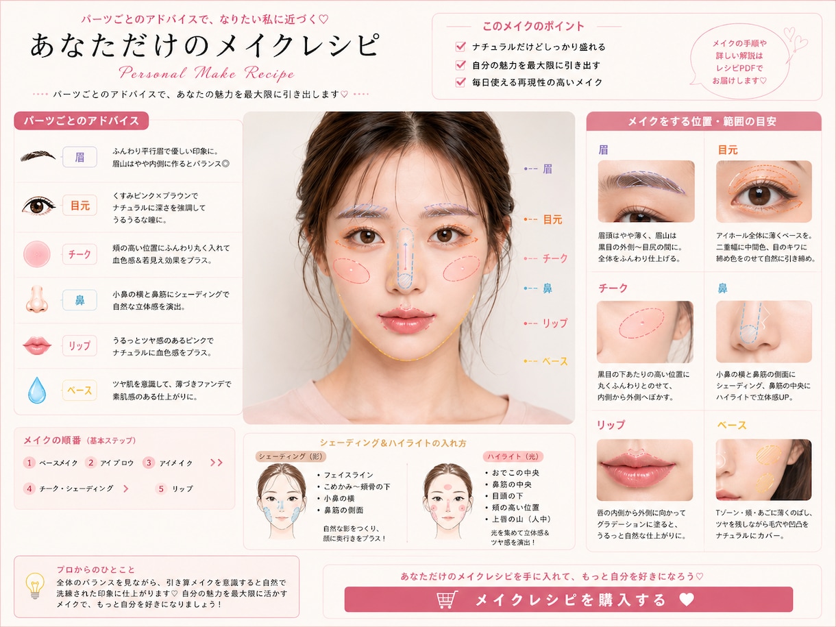 なりたい顔に近づけるパーソナルメイクお届けします もっと自分を好きになる、あなただけのメイクレシピ イメージ1