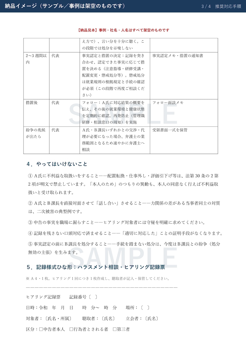労務トラブルの初動対応を手順書にまとめます 経営者・人事の方専用｜条文と判例の根拠つき イメージ4