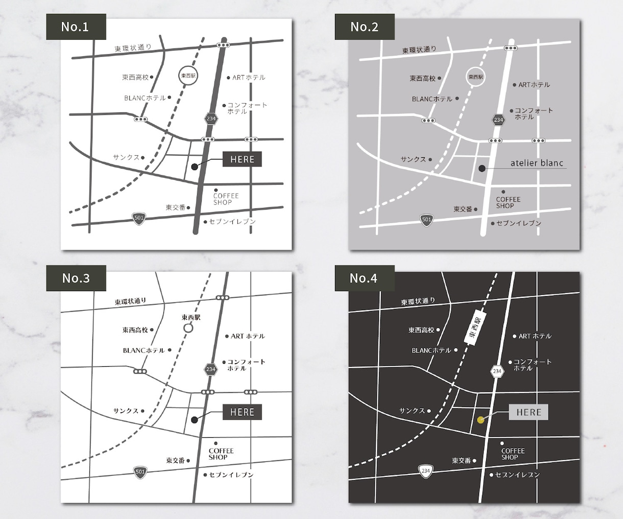 シンプルでおしゃれな分かりやすい地図作成いたします サンプルから選んで簡単に依頼★チラシや案内状に！修正無制限！ イメージ2