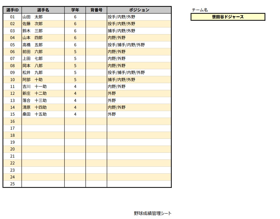少年野球向けの野球成績管理テンプレートを提供します 使いやすさと機能性を兼ね備えた野球成績管理テンプレート イメージ5