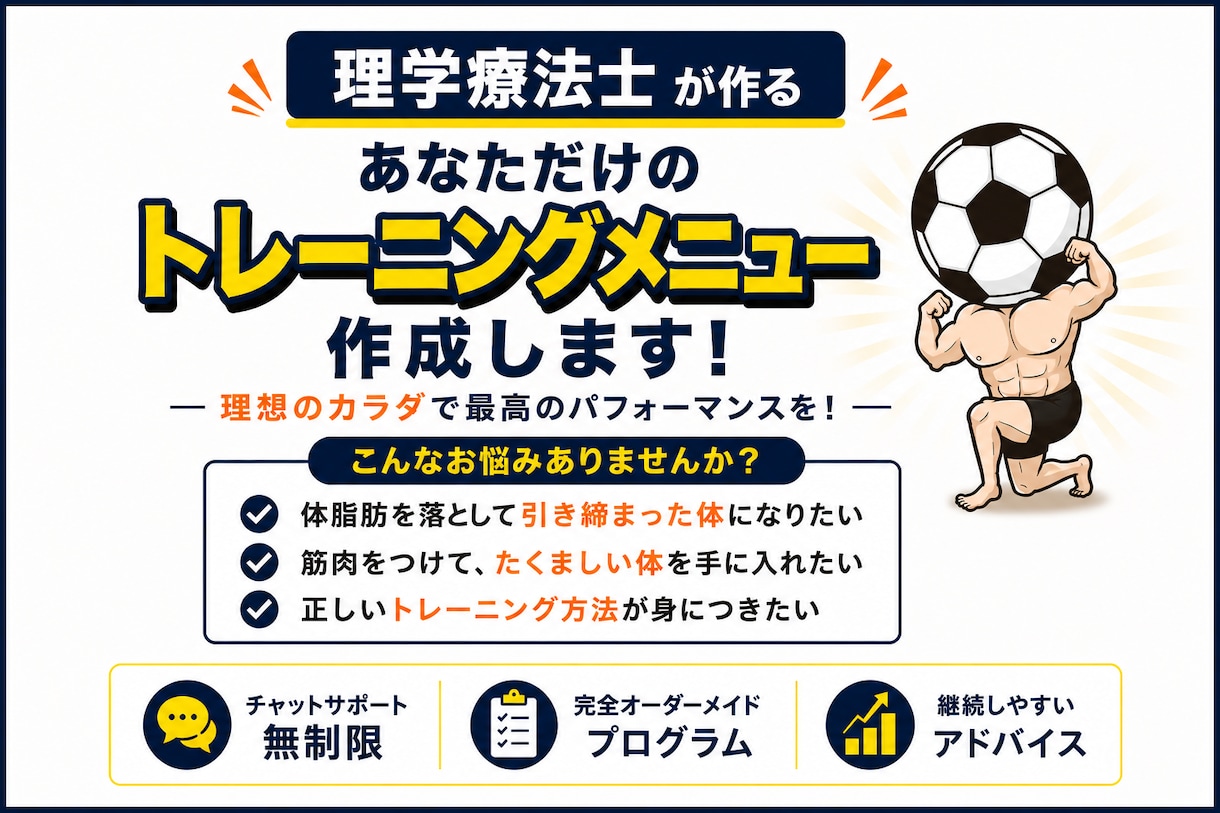 初心者〜中級者向け！筋トレメニューを作成します 理学療法士が作成！目的別に完全オーダーメイド イメージ1