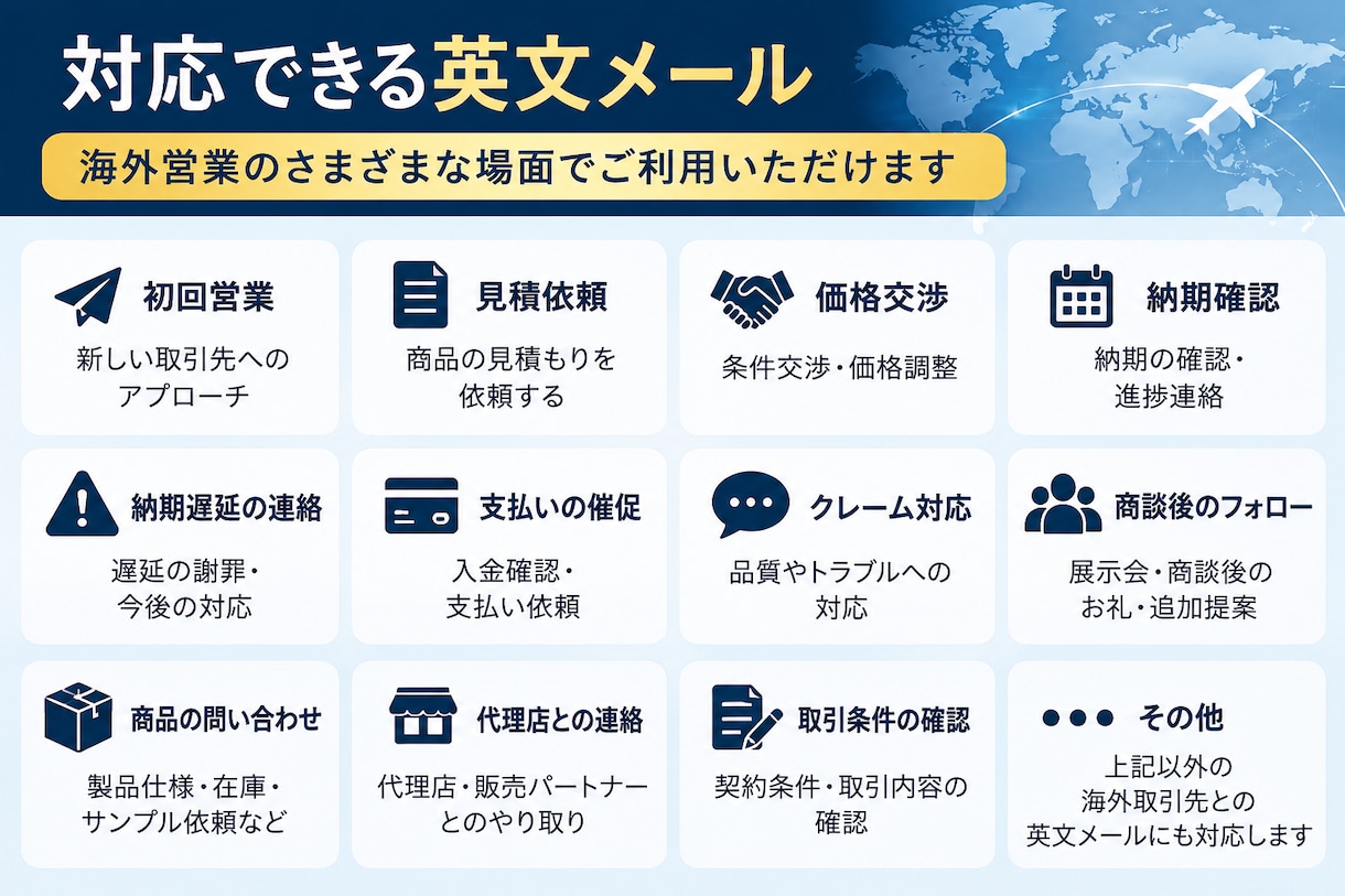 海外取引先への英文メールを作成・添削します 海外営業10年以上が英文メール作成・添削します イメージ2