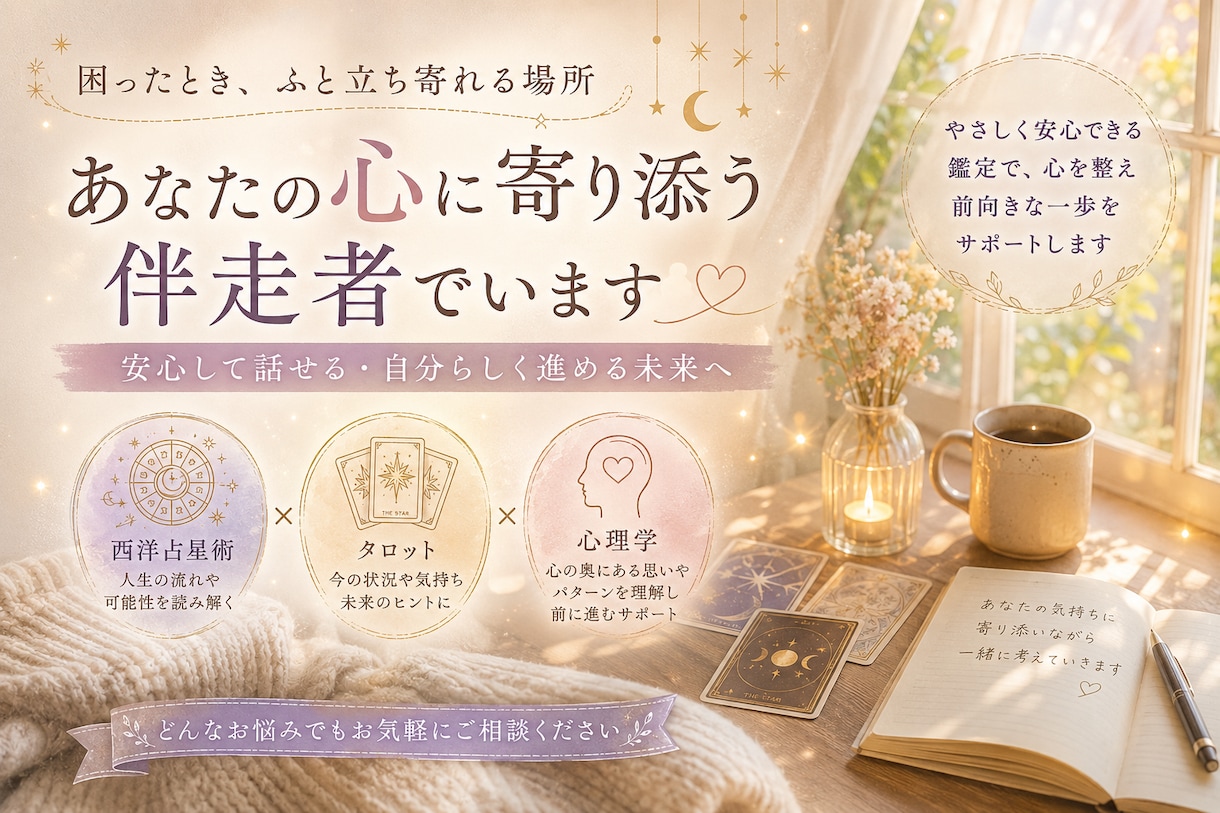 心の整理と未来へのヒントをお届けします 「ちょっと話したいな」そんな時に思い出してもらえる存在 イメージ1