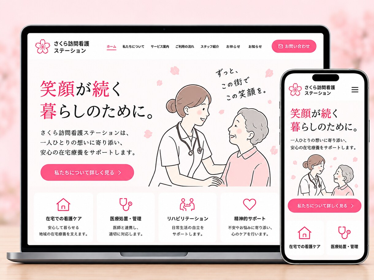 訪問看護ステーション専門のHPを制作しますます 看護管理経験者×Webエンジニアが、内容整理から伴走します イメージ2