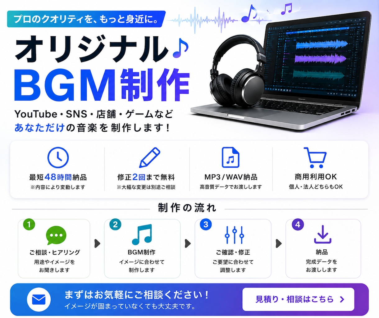オリジナルBGMを制作します あなた専用のオリジナルBGMを制作します イメージ1