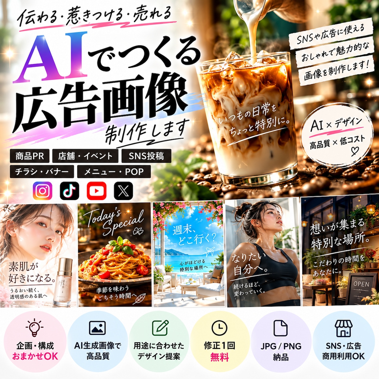 AIで魅力的な広告画像を制作しますます SNS・商品・店舗向けの広告画像を制作します イメージ1