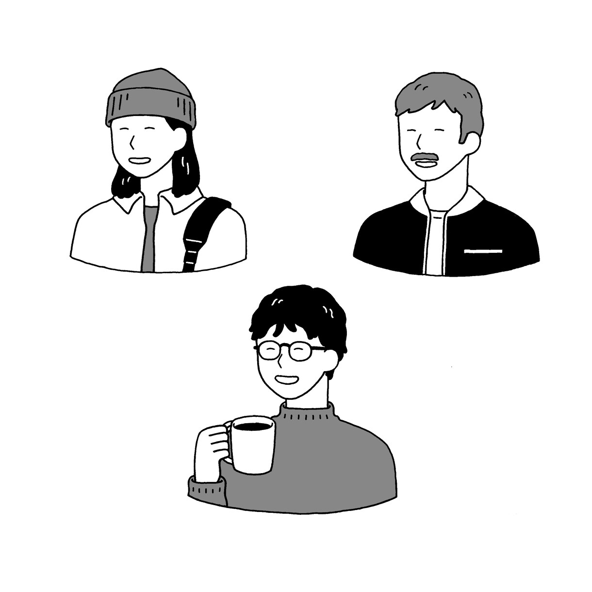 にっこり似顔絵描きます 笑顔が印象良くシンプルで使いやすい、モノクロ似顔絵です イメージ4